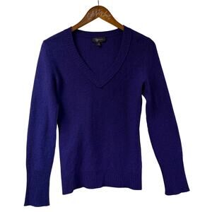 Aqua Cashmere Sweater 100% Cashmere Blue XS Pullover V Neck